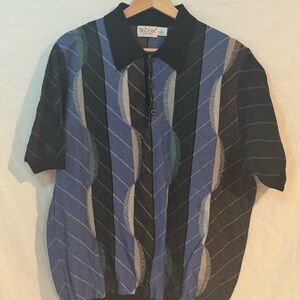 St. Croix Men's Polo Shirt - Blue and Black Pattern